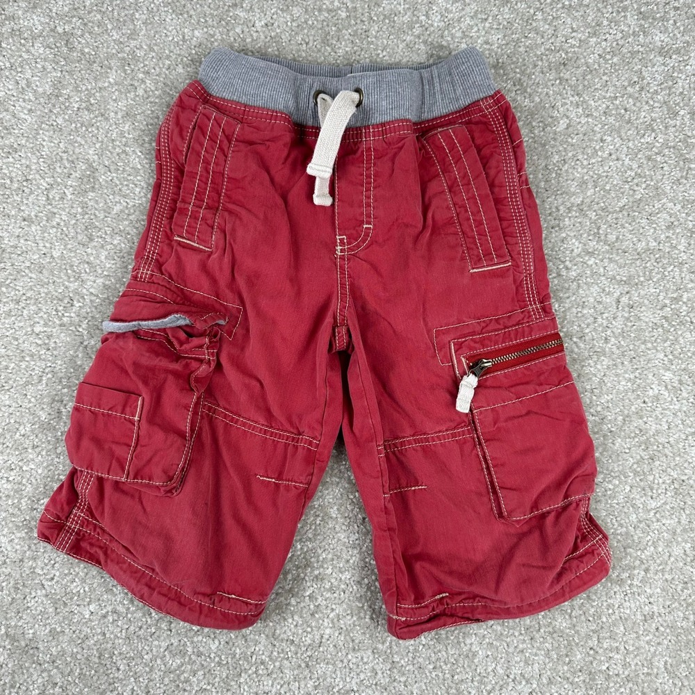 Mini Boden Boys Red Cargo Shorts Size 5Y Cotton Nylon Elastic Waist Gorpcore